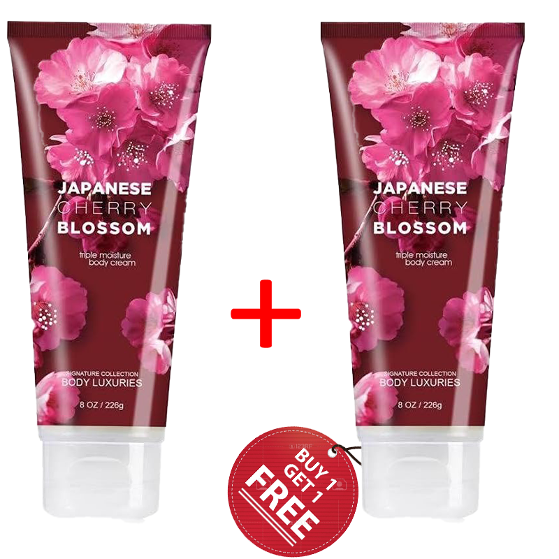 2 Pack Body Luxuries Japanese Cherry Body Cream | Signature Collection | Japanese Cherry Blossom Ultra Shea Triple Moisture Body Cream Moisturizer 8 Fluid Ounce / 226g Excellent Body Moisturizer