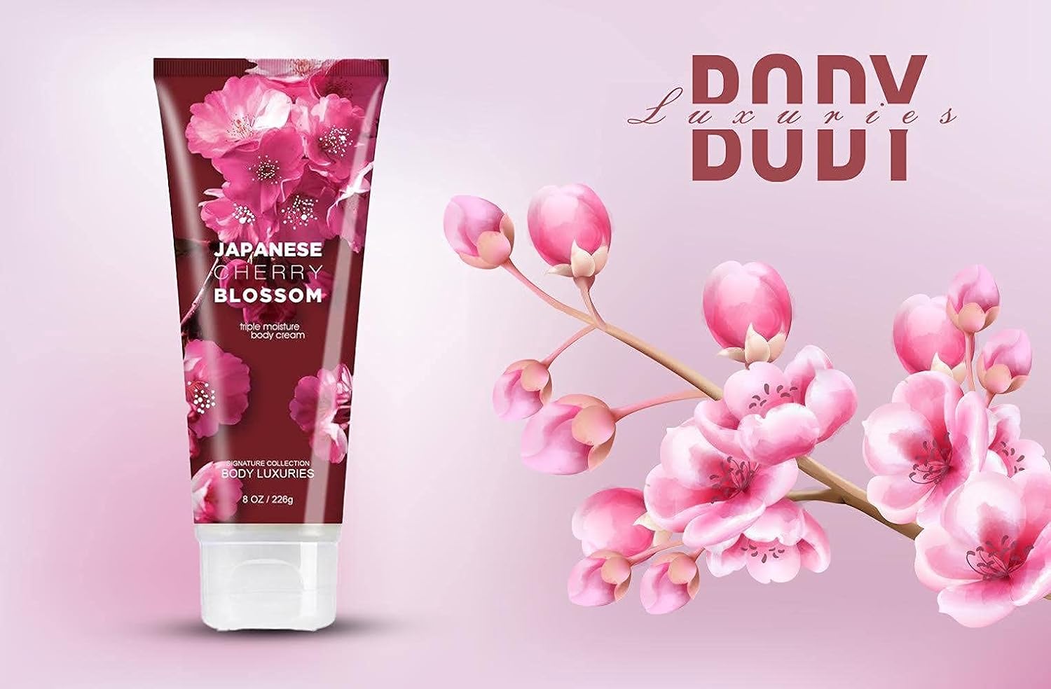 2 Pack Body Luxuries Japanese Cherry Body Cream | Signature Collection | Japanese Cherry Blossom Ultra Shea Triple Moisture Body Cream Moisturizer 8 Fluid Ounce / 226g Excellent Body Moisturizer