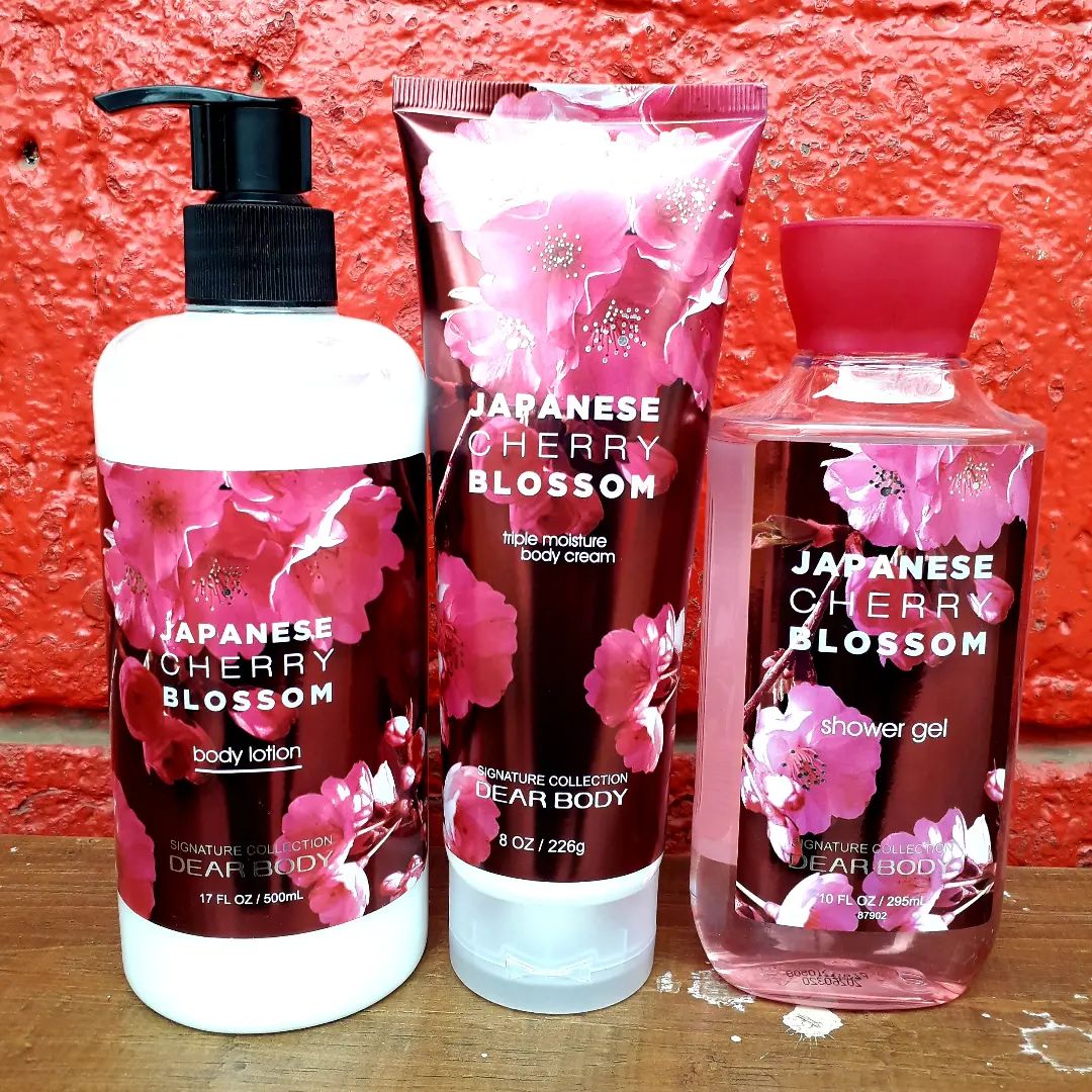 3 Pack Dear Body Japanese Cherry Blossom Body Lotion, Shower Gel and Body Mist Bath & Body Cram Gift Set - Home Spa Set with (Japanese Cherry Blossom) Body Washes Signature Collection Body Luxuries