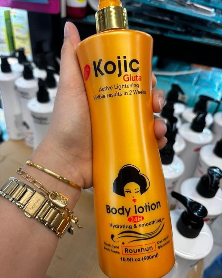 Roushun Kojic Gluta Lightening Natural Body Lotion - 500ml Make Your Skin Beautiful  Hydrating and Smoothing Even Complexion Anti Wrinkles Anti Aging Skin Lighting Body Lotion 500ml