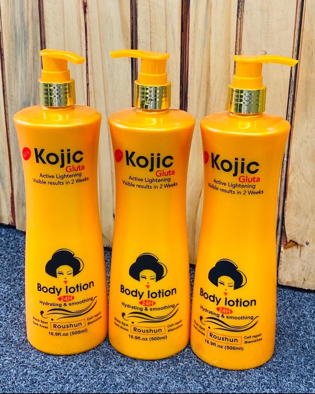 Roushun Kojic Gluta Lightening Natural Body Lotion - 500ml Make Your Skin Beautiful  Hydrating and Smoothing Even Complexion Anti Wrinkles Anti Aging Skin Lighting Body Lotion 500ml