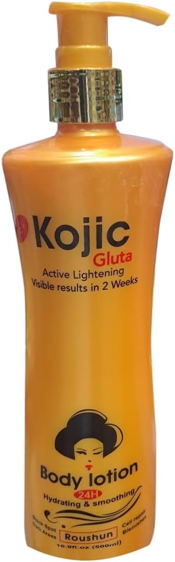 Roushun Kojic Gluta Lightening Natural Body Lotion - 500ml Make Your Skin Beautiful  Hydrating and Smoothing Even Complexion Anti Wrinkles Anti Aging Skin Lighting Body Lotion 500ml