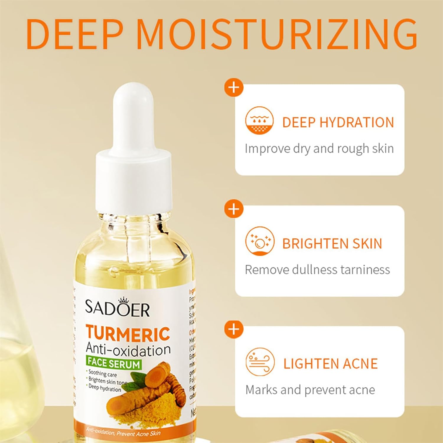 Sadoer Turmeric Anti-Oxidation Face Serum Dark Spots Turmeric Oil and Turmeric Scrub for Face & Body Turmeric Skin Care Set for Women and Men (Serum Cleanser Set)