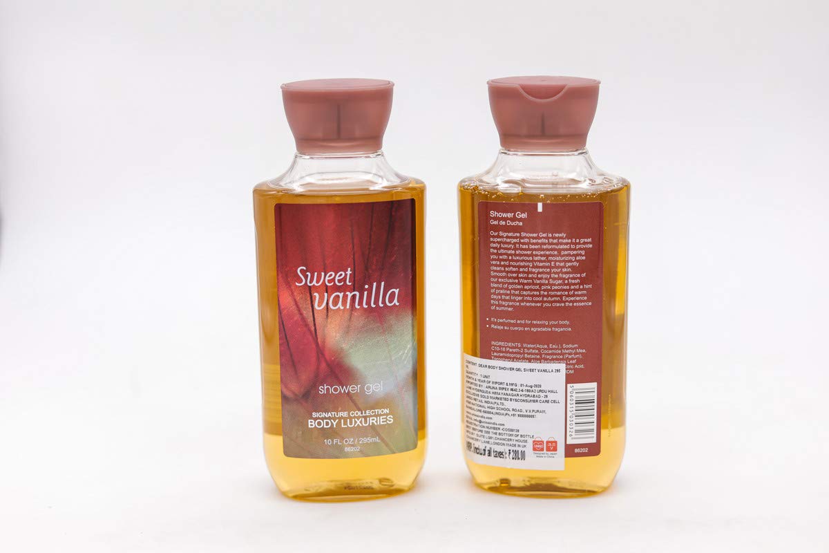 Dear Body Sweet Vanilla Shower Gel 295ml/10 FL OZ Make Your Skin Soft & Smooth Vitamin E & Aloe Vera Combined with Shea Butter to Nourish Skin Body Washes Signature Collection