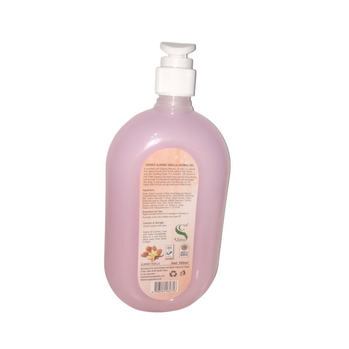 Sedoso Almond Vanilla Shower Gel Moisturizing & Smoothing -750ml Enriched with Organic Almond Oil, Vanilla, Vitamin E & Cape Chestnut Oil Exquisite Fragrance 750ml