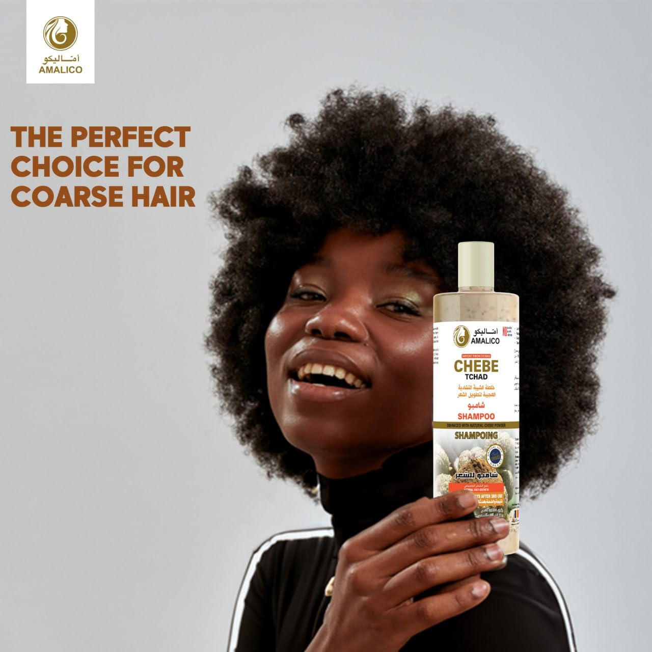 Amalico Hair Shampoo with Chebe Powder for Hair Growth | Natural African Chebe Powder For Hair Growth Strengthen Hair Strands Sulfate Free Shampoo - 16.9 OZ