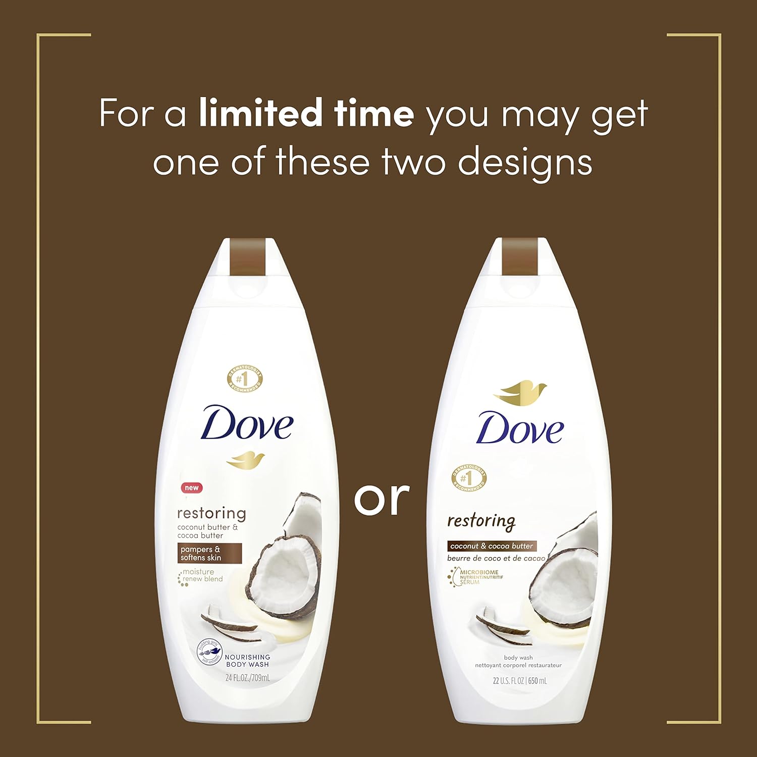 500ml Dove Purely Pampering Body Wash for Dry Skin 500ml Coconut Butter and Cocoa Butter Effectively Washes Away Bacteria While Nourishing Your Skin