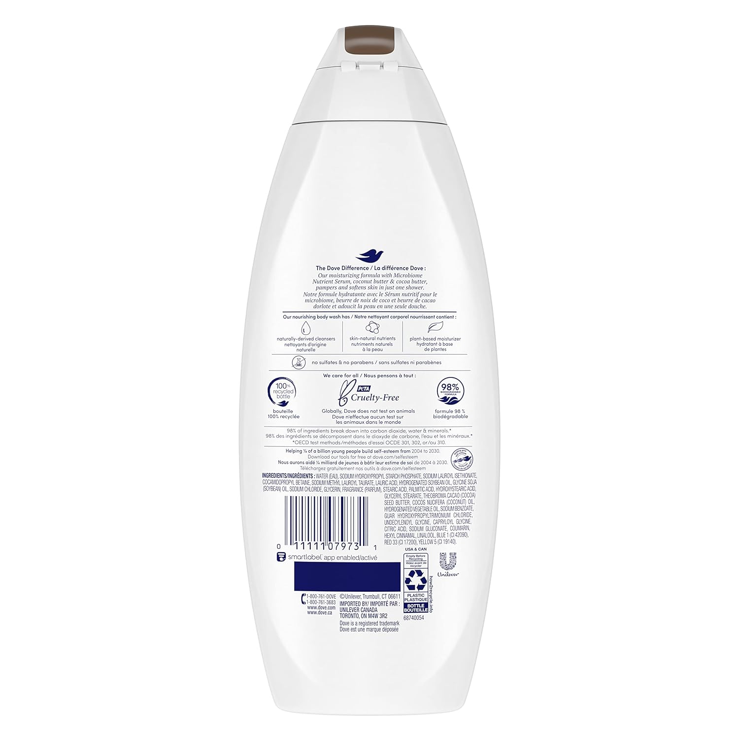 500ml Dove Purely Pampering Body Wash for Dry Skin 500ml Coconut Butter and Cocoa Butter Effectively Washes Away Bacteria While Nourishing Your Skin