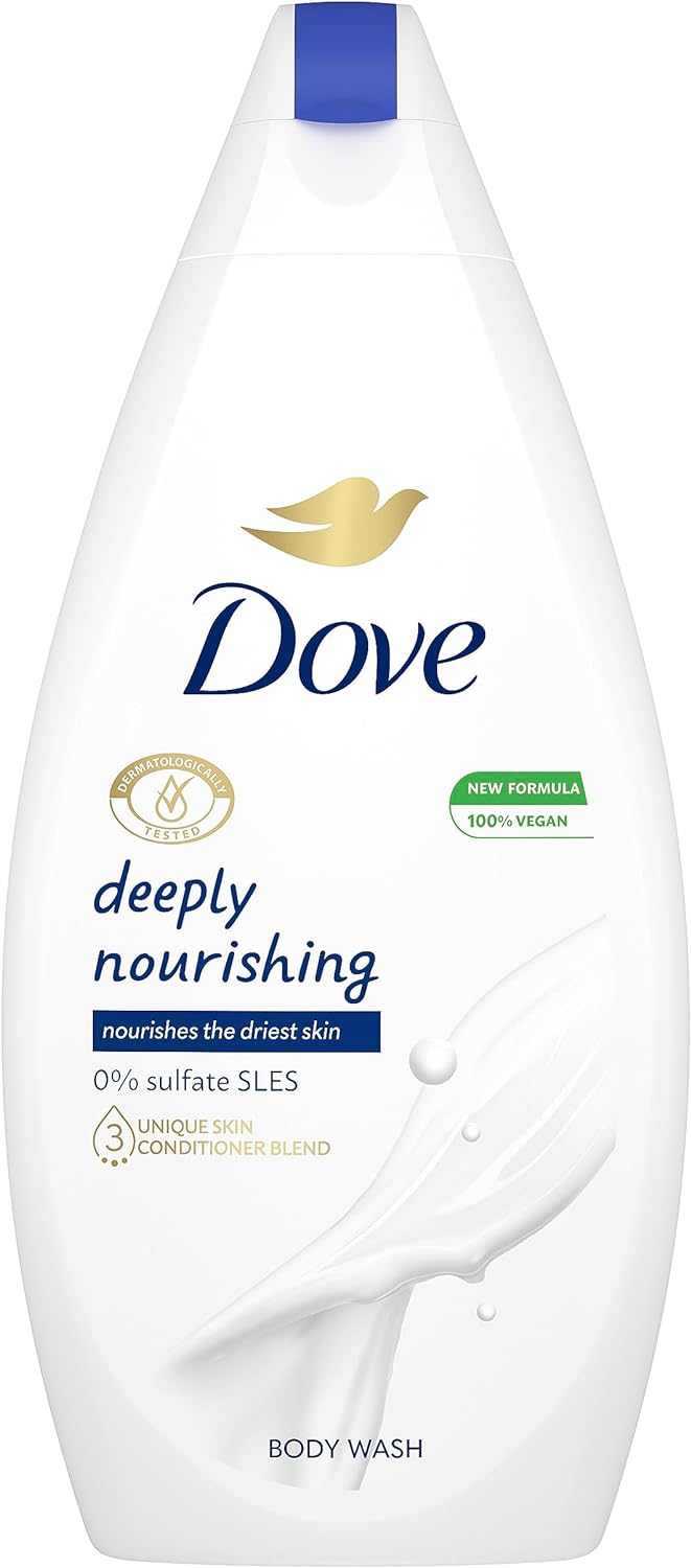 Dove Deeply Nourishing Body Wash 750ml Microbiome-Gentle Body Cleanser for Softer, Smoother Skin After One Shower Infused with 3 unique Skin Conditioners Hydrating Body Wash
