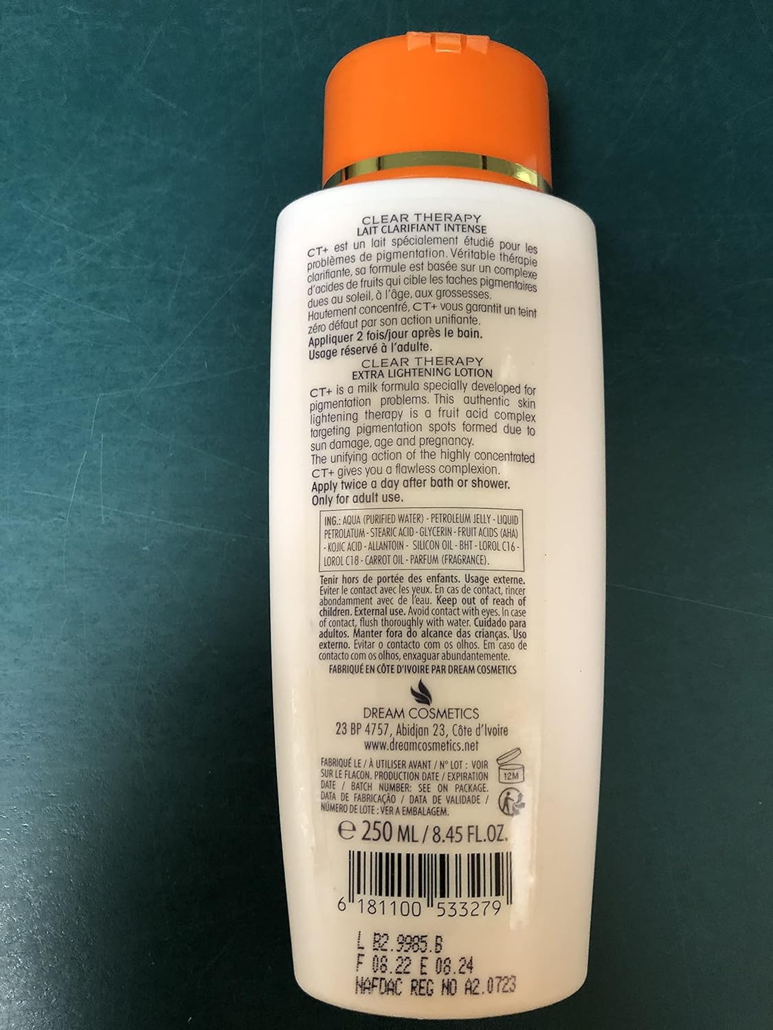 Ct+ Clear Therapy Extra Lightening Lotion With Carrot Oil For Flawless Complexion-Smoothen & Softens Skin Lightening the Skin Reduces Pigmentation Fast Whitening Results 400ml