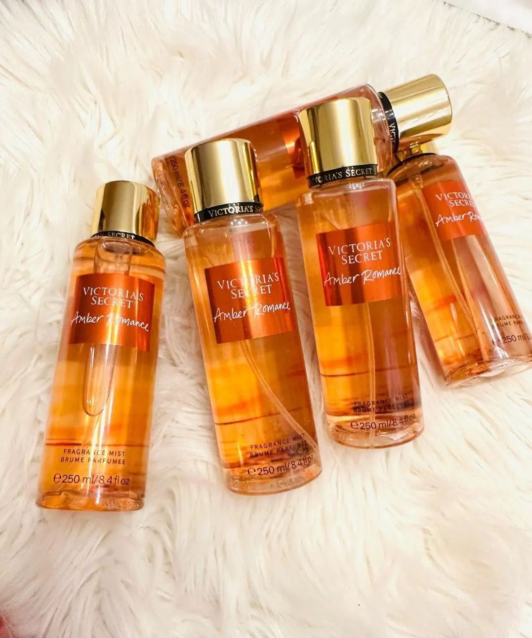 Victoria's Secret Amber Romance Fragrance Mist 250ml - Romantic Perfume Set for Women - Long-Lasting, Non-Irritating, Multi-Purpose Spray Fragrances for Women Girls Body Signaaure Collections