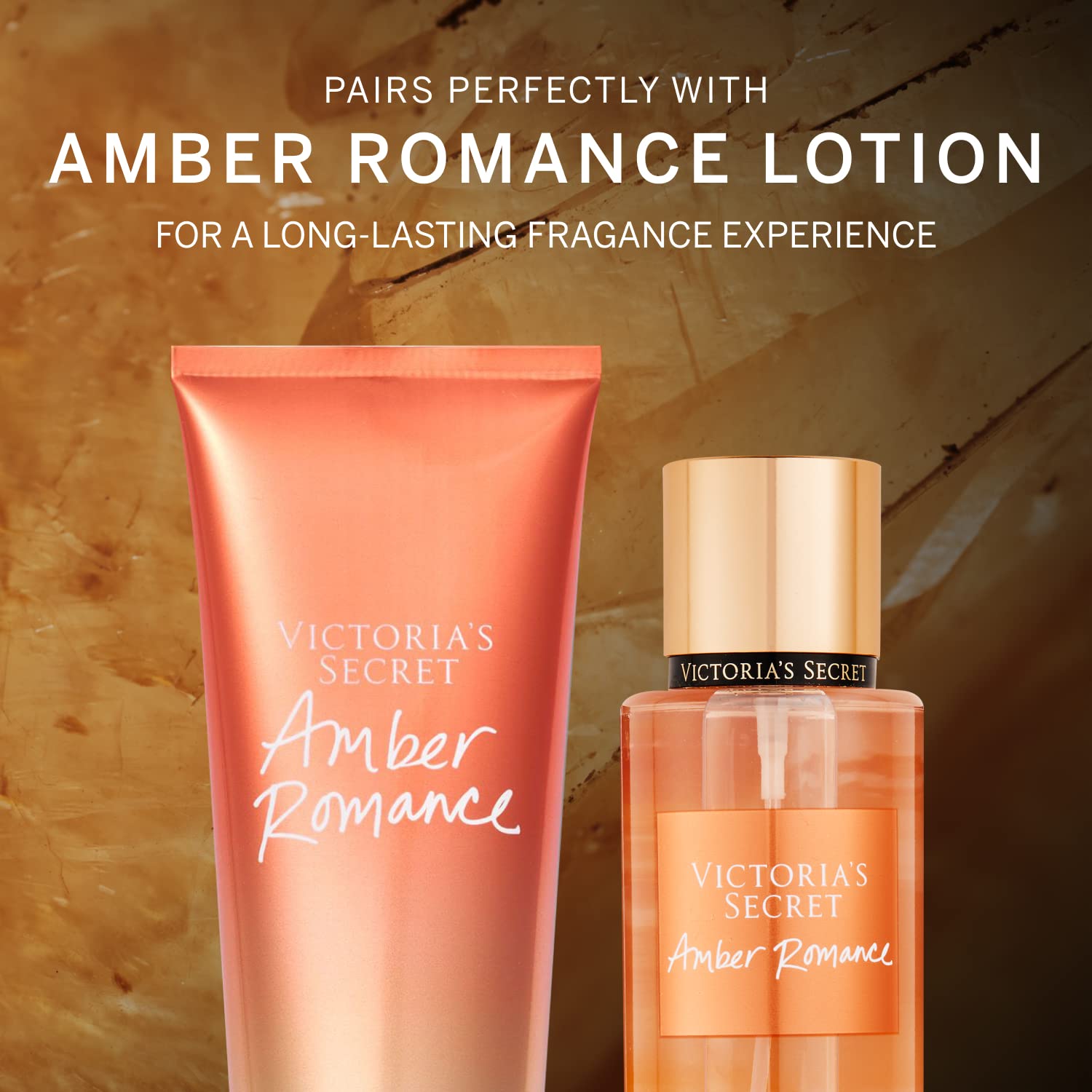 Victoria's Secret Amber Romance Fragrance Mist 250ml - Romantic Perfume Set for Women - Long-Lasting, Non-Irritating, Multi-Purpose Spray Fragrances for Women Girls Body Signaaure Collections