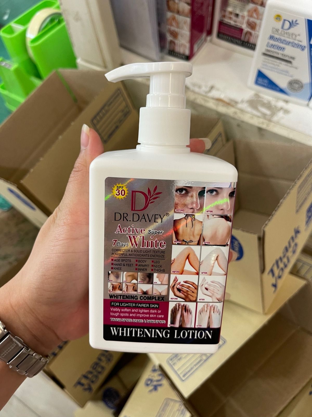 DR.DAVEY Active Super 7 Days Whitening Lotion Dark Spots Whitening Complex Smooth Texture Spf45 / Active Super 7day White Whitening Lotion 300m Body Lotion