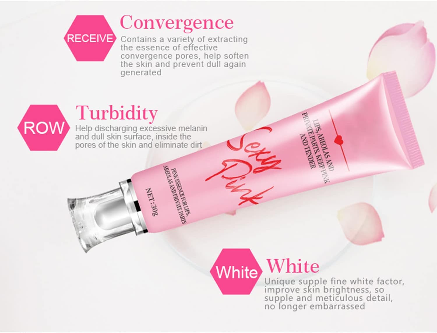 Sexy Pink Tender Essence Lips Areolas Privat Parts Women's Care 30g Moisturizing, melanin reduction, and pink enhancement for lips, areolas, and private parts