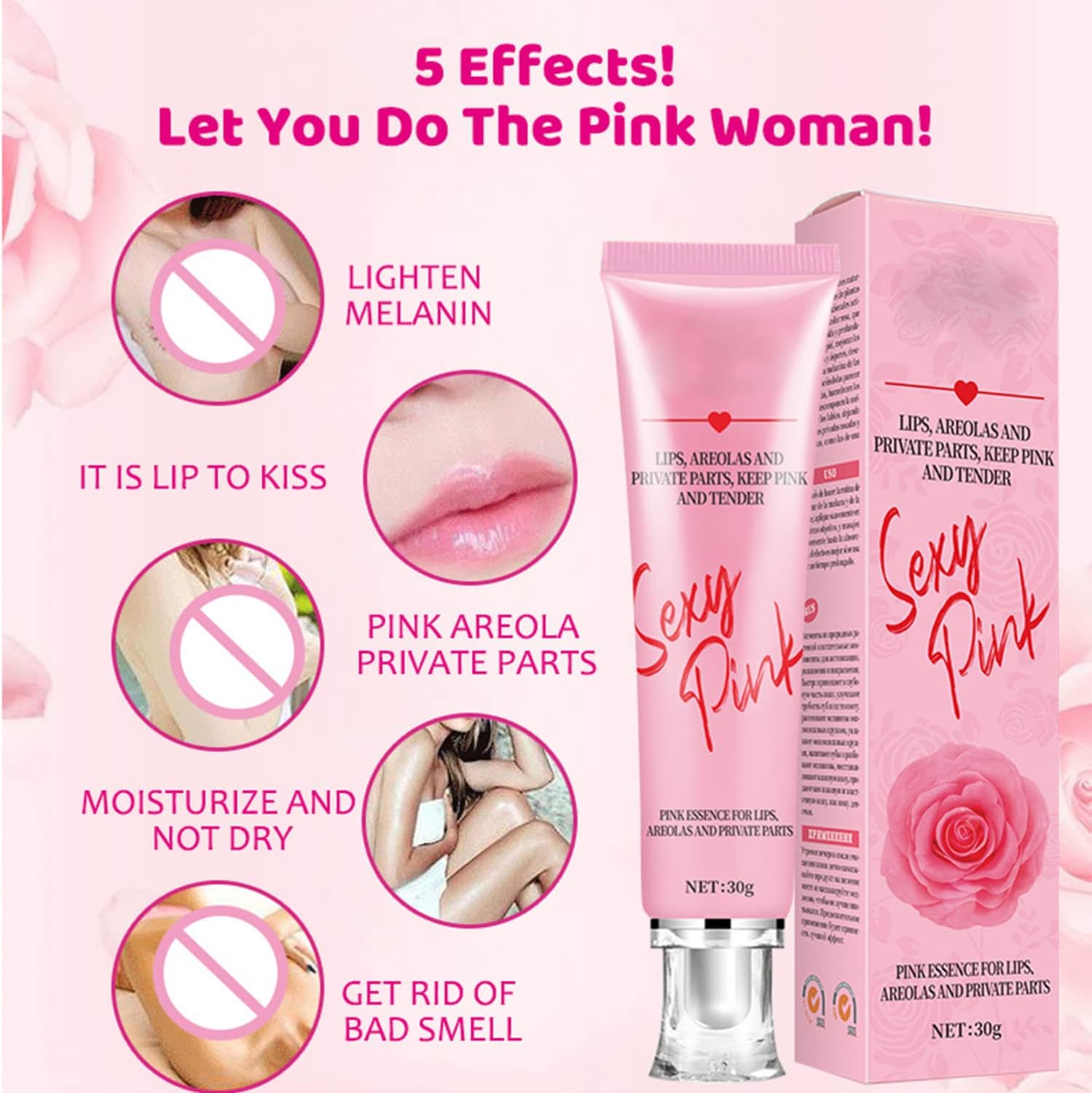 Sexy Pink Tender Essence Lips Areolas Privat Parts Women's Care 30g Moisturizing, melanin reduction, and pink enhancement for lips, areolas, and private parts