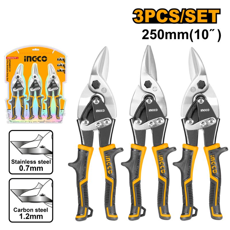 INGCO HTSNK0110 3 Pcs aviation snip set 250mm（10"）