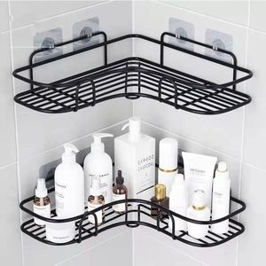 Corner Shower Rack Shelf Bathroom Storage Organiser Basket Tidy Shelf Black Black medium