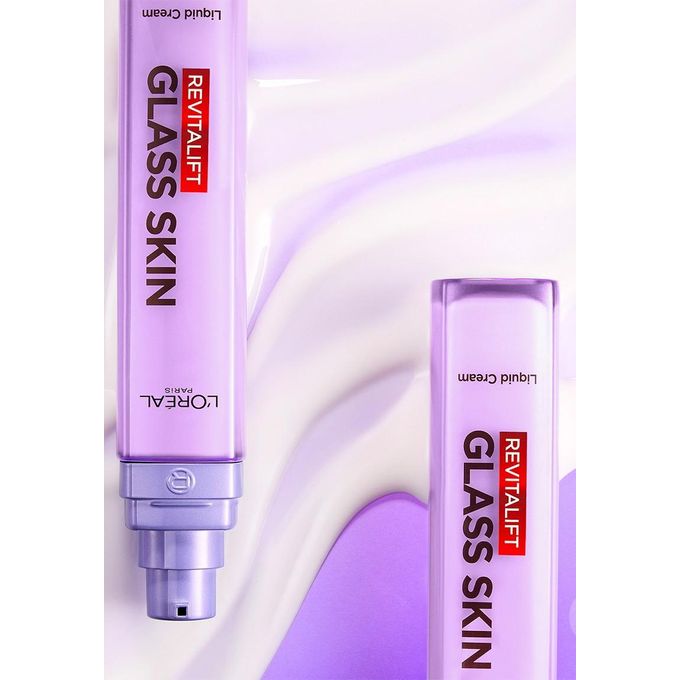 L'Oréal Paris Revitalift Filler Glass Skin Liquid Cream with Hyaluronic Acid. Lightweight Hydrating Formula for a Bouncy, Glossy Glow and Visibly Plumper Skin Texture.