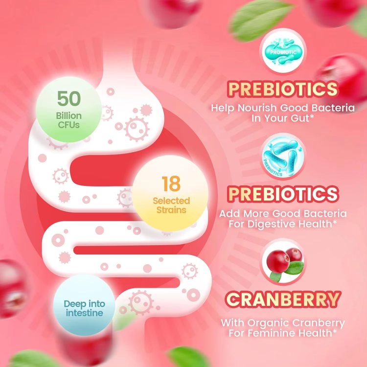 Women Probiotic Gummies - Women's Exclusive pH Balanced probiotics Women’s Probiotics Gummies – Vaginal Digestive Health Support,Cranberry, Zinc, D3 Magnesium,Odor, Immune Gut Health