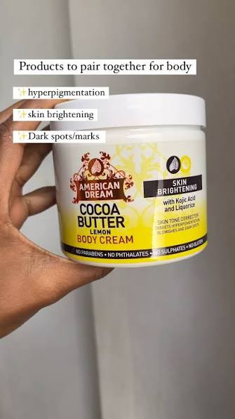 American Dream Cream With Kojic Acid - Cocoa Butter Lemon Brightening Body Cream Infused With Kojic And Liquorice