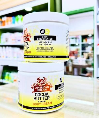 American Dream Cream With Kojic Acid - Cocoa Butter Lemon Brightening Body Cream Infused With Kojic And Liquorice