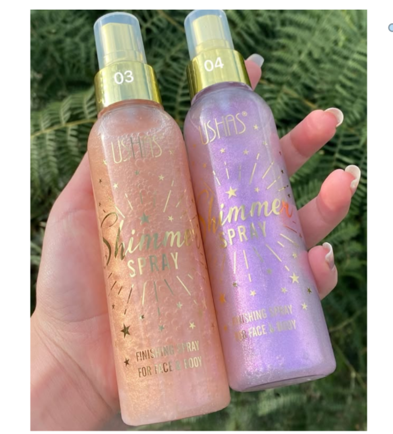 Ushas Fcae &Body Glow Shimmer Spray- Body shimmer spray illuminating radiant sheen to the skin, face, hair, and clothing with non-sticky, non-greasy, and breathable finish.