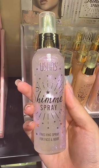 Ushas Fcae &Body Glow Shimmer Spray- Body shimmer spray illuminating radiant sheen to the skin, face, hair, and clothing with non-sticky, non-greasy, and breathable finish.
