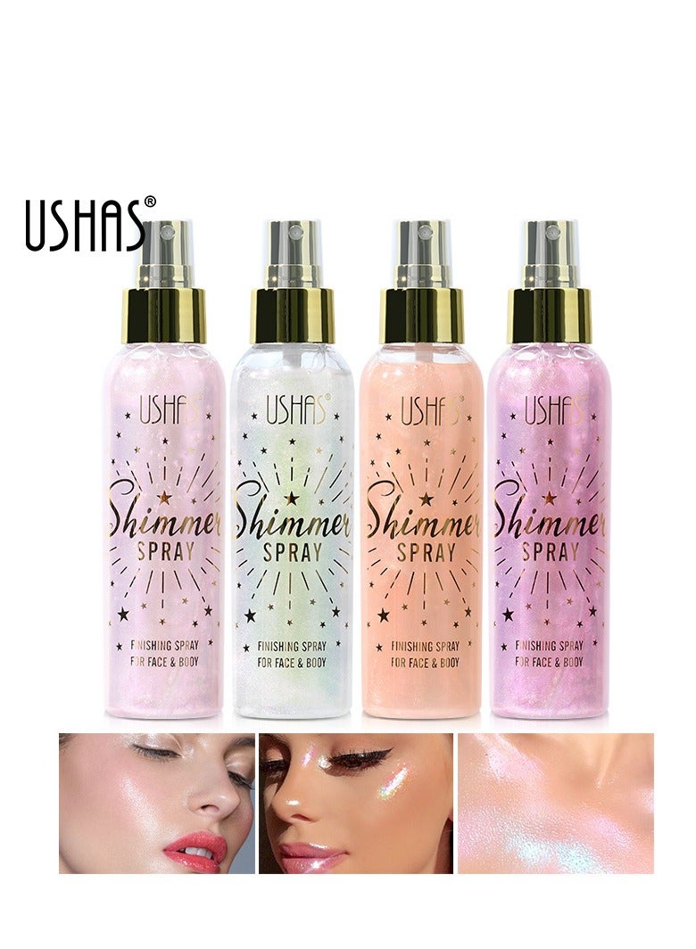 Ushas Fcae &Body Glow Shimmer Spray- Body shimmer spray illuminating radiant sheen to the skin, face, hair, and clothing with non-sticky, non-greasy, and breathable finish.