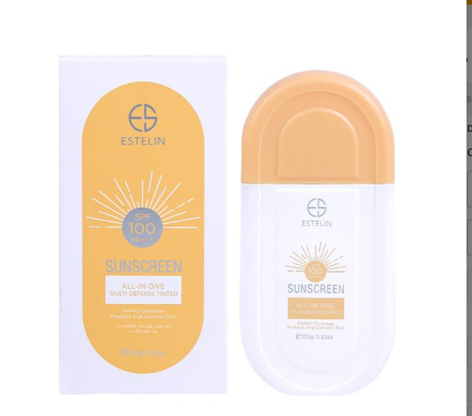 Estelin Sunscreen (Tinted) SPF 100 PA+++ (100g) - Estelin Tinted Sunscreen all-in-one maximum UV protection, light makeup coverage,deep hydration non-greasy Water Resistant Matte Finish no whitecast