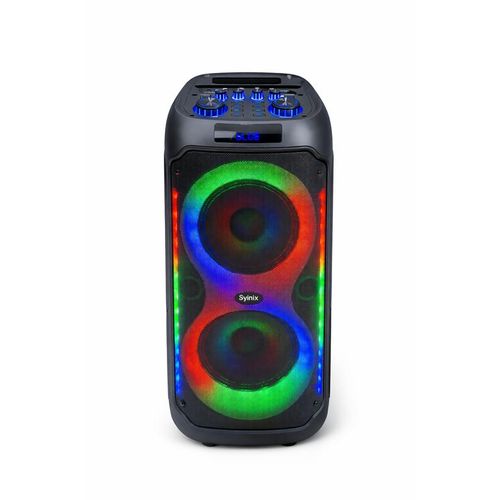 Syinix SYNDJ280TWD 8-Inch Portable Party Speaker 800W P.M.P.O Bass Boom Bluetooth Karaoke Speaker with Wireless Microphone and LED Disco Lights