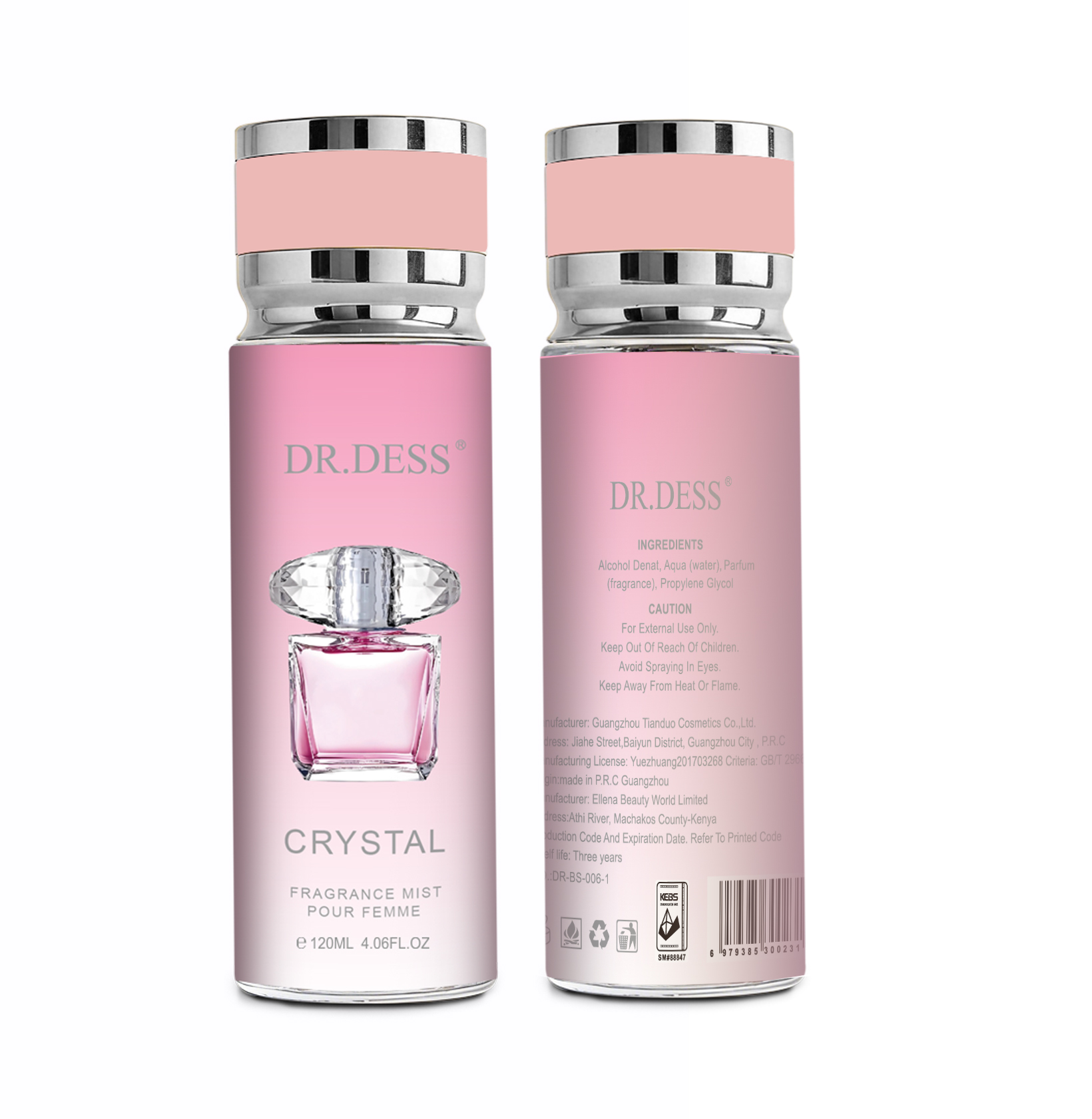 DR.DESS CRYSTAL Body Mist Spray Perfume fresh, light, and fruity-floral scents designed for a radiant, confident feel Long lasting Fragrance
