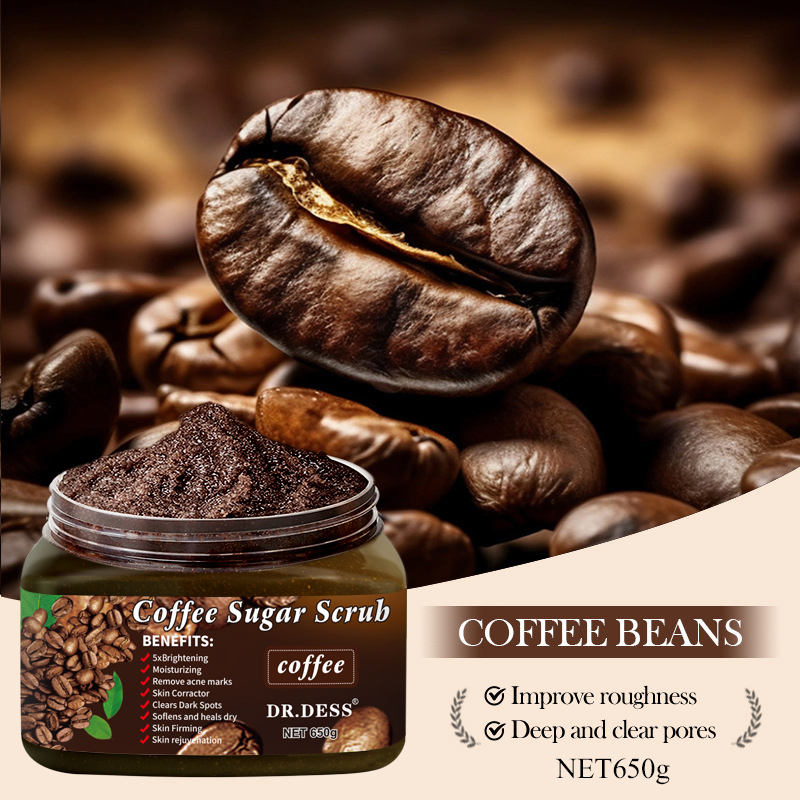 DR.DESS Coffee Sugar Scrub Bath Brightening  Spa Scrub Exfoliating Body Scrub 550g removes dead skin cells enhancing circulation, reducing  temporary appearance of cellulite, and decrease inflammation