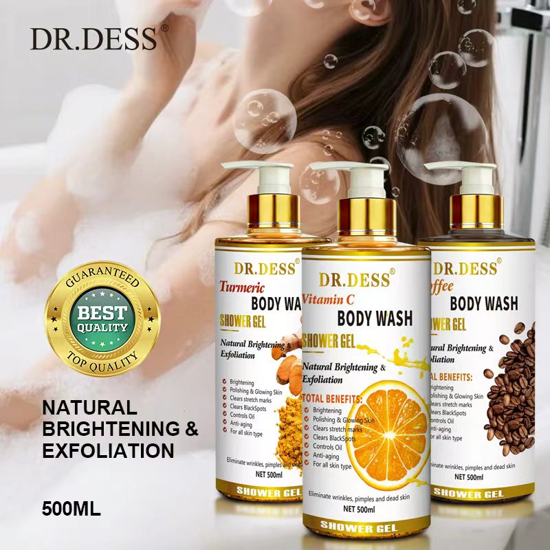 DR.DESS Vitamin C Turmeric Coffee Body Wash Exfoliating Foaming Shower Gel Removes Dead Skin nourish the skin and improve the moisture barrier provides a rich lather nourish the skin  Refreshing Scent