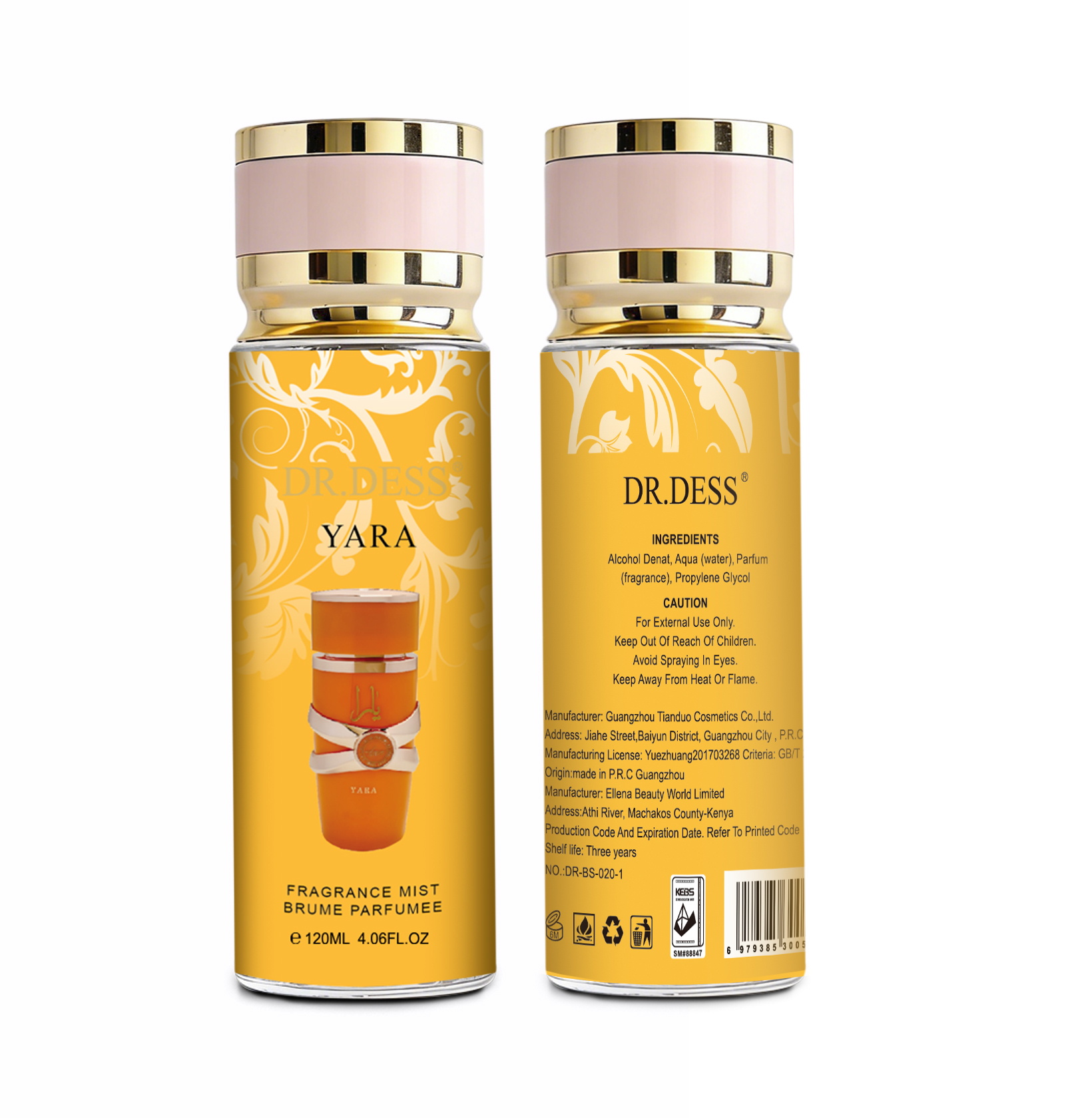 DR.DESS YARA TOUS Body Mist Spray Perfume Long lasting tropical, sweet, and creamy scent