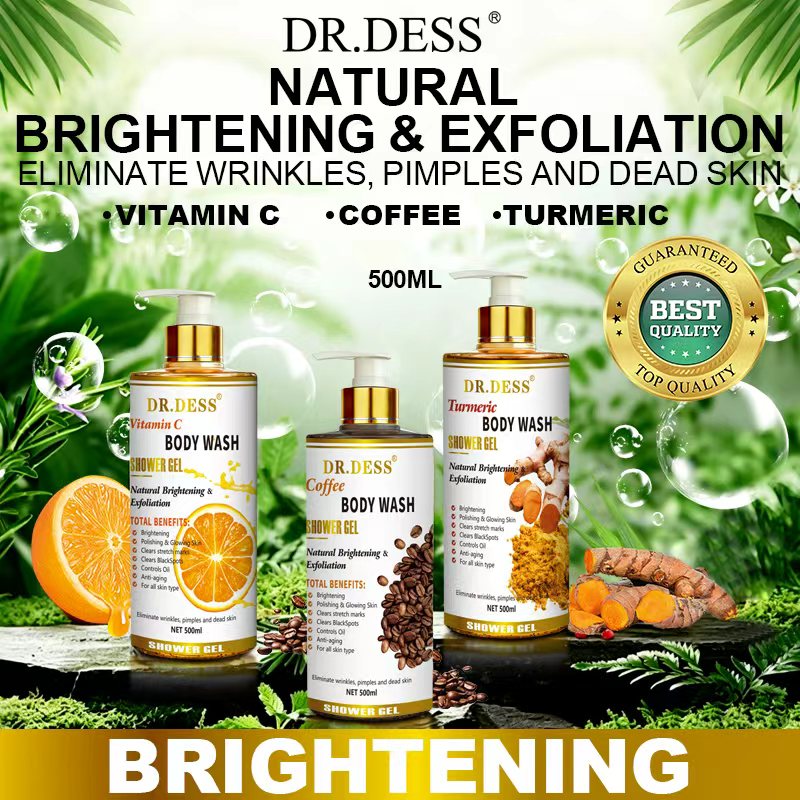 DR.DESS Vitamin C Turmeric Coffee Body Wash Exfoliating Foaming Shower Gel Removes Dead Skin nourish the skin and improve the moisture barrier provides a rich lather nourish the skin  Refreshing Scent