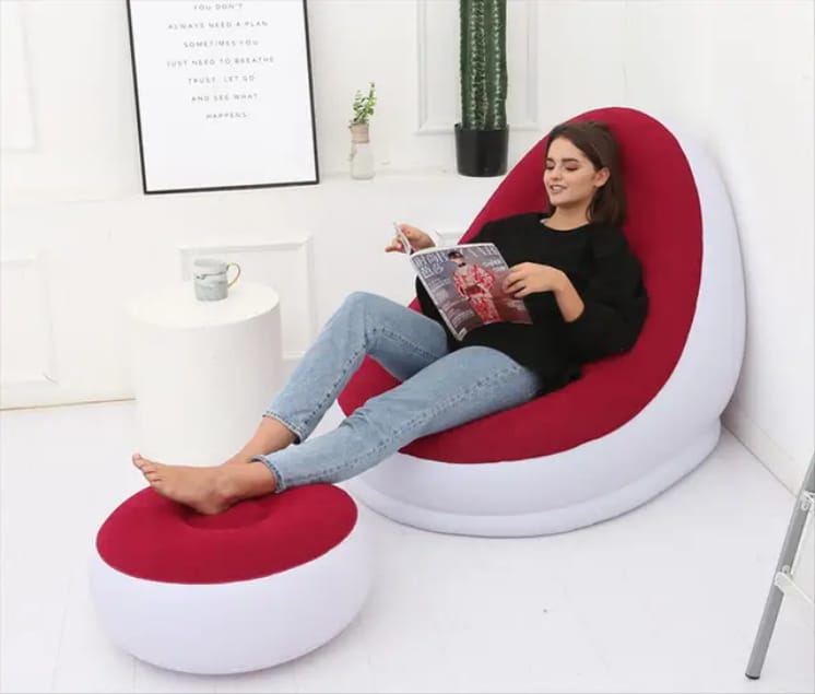 Inflatable Lazy Sofa With  Footrest.