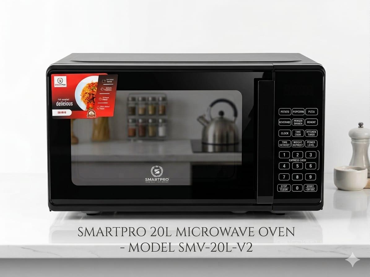 Restocked 🔥  SMARTPRO 20 LITRES -
DIGITAL  MICROWAVE
MODEL NO: SMV-20L-V2)  / Smart Pro Digital Microwave 20L ✨
Digital Control
Express Cooking 
Auto Cook Menus
Cooking End Signal