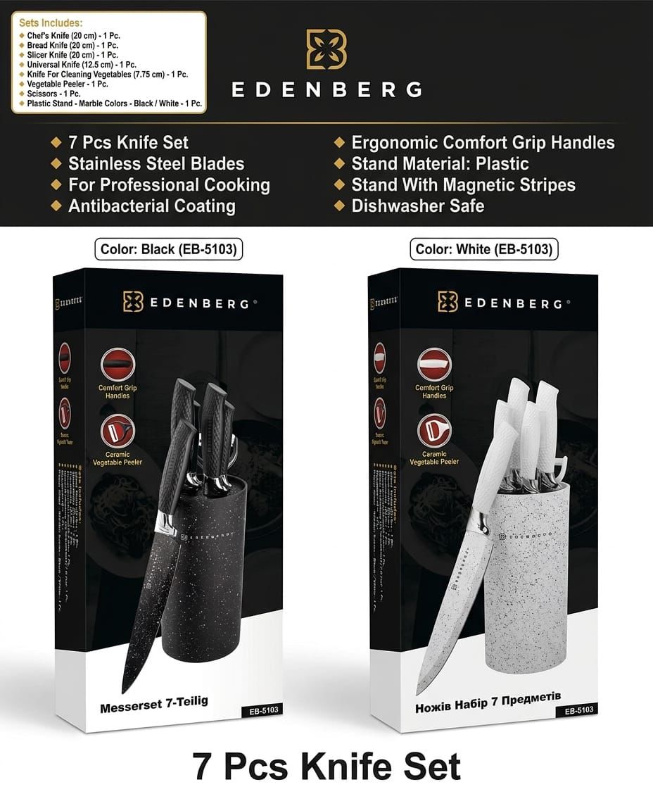 SALE❗SALE❗EDENBERG 7pcs High Quality Knife Set (White & Black Available)