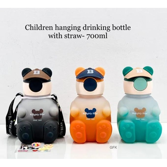 😍⭐700ml Teddy Bear (kids watter bottles) Design Children hanging drinking bottle with straw, for school kids, picnic etc 😍⭐