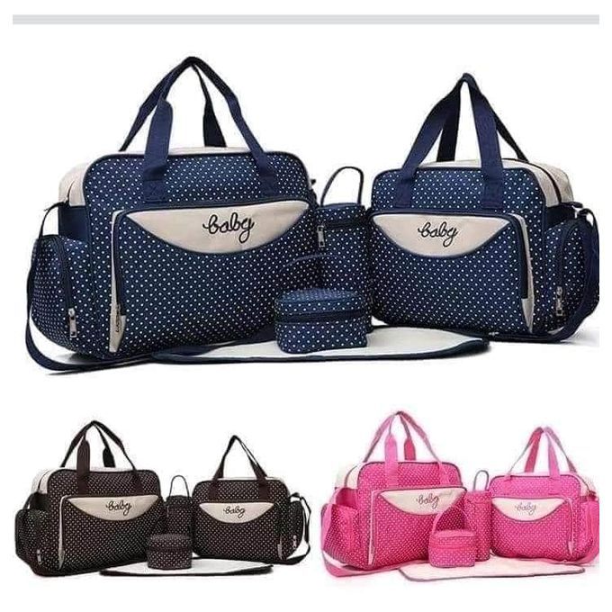 Polka Diaper Bag Set - 5-in-1 with Changing Pad & Bottle Holder