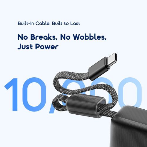 Oraimo PowerNova L11 10000mAh Power Bank 22.5W Fast Charging Built-in Type-C Cable USB-C LED Display Portable Charger for Android iPhone Travel Backup