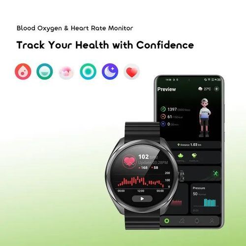 Oraimo Watch Nova 2R Smart Watch Bluetooth Calling AMOLED Display Heart Rate Sleep Monitor IP68 Waterproof Fitness Tracker For Android & iPhone