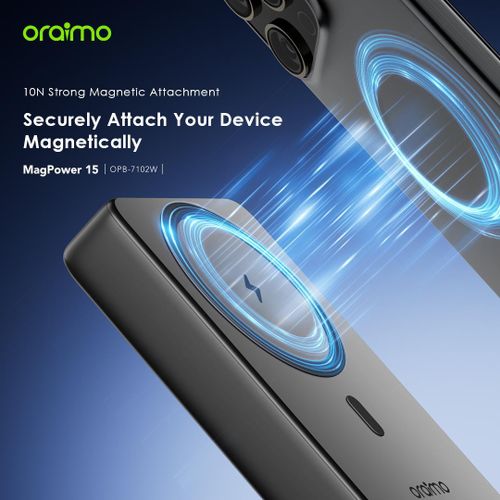 Oraimo MagPower 15 10000mAh Magnetic Wireless Power Bank, 15W Wireless Charging, 22.5W Fast Charging, USB-C PD Portable Charger with Foldable Stand Kenya