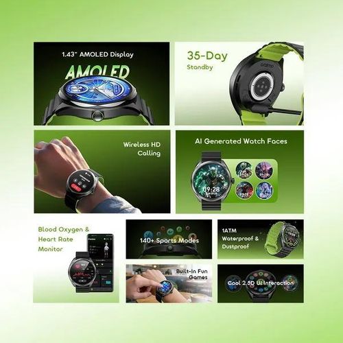 Oraimo Watch Nova 2R Smart Watch Bluetooth Calling AMOLED Display Heart Rate Sleep Monitor IP68 Waterproof Fitness Tracker For Android & iPhone