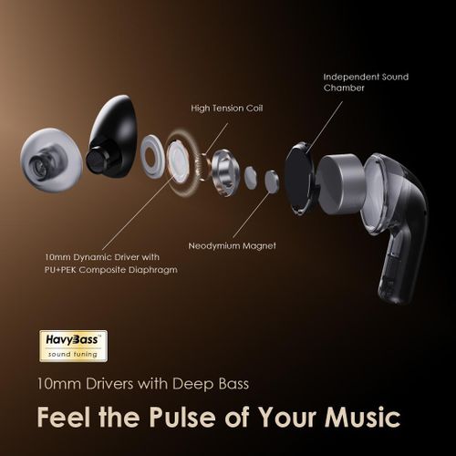 Oraimo SpaceBuds N Wireless Earbuds Bluetooth 5.3 Earphones ENC Noise Cancellation Deep Bass Low Latency Touch Control Long Battery Life For Android & iPhone