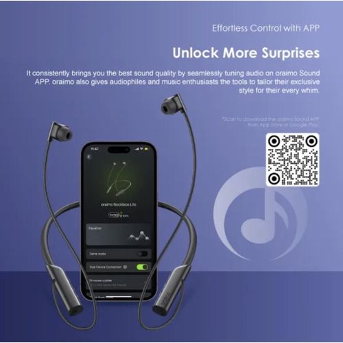 Oraimo Necklace Lite Wireless Neckband Earphones, Bluetooth 5.3, 30H Playtime, ENC Noise Cancellation, Heavy Bass, Magnetic Earbuds, Type-C Fast Charging Kenya