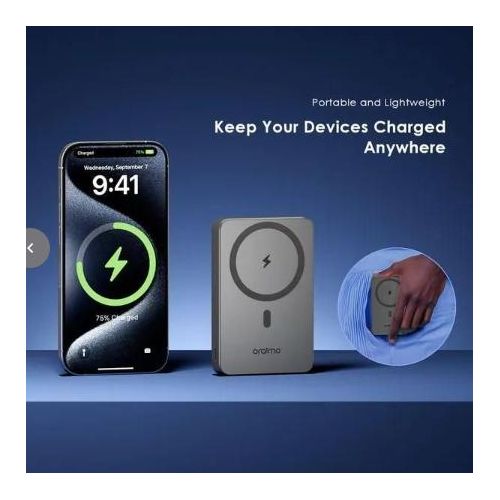 Oraimo MagPower 15 10000mAh Power Bank – 15W MagSafe Compatible Wireless Charging, 22.5W PD Type-C Fast Wired Output