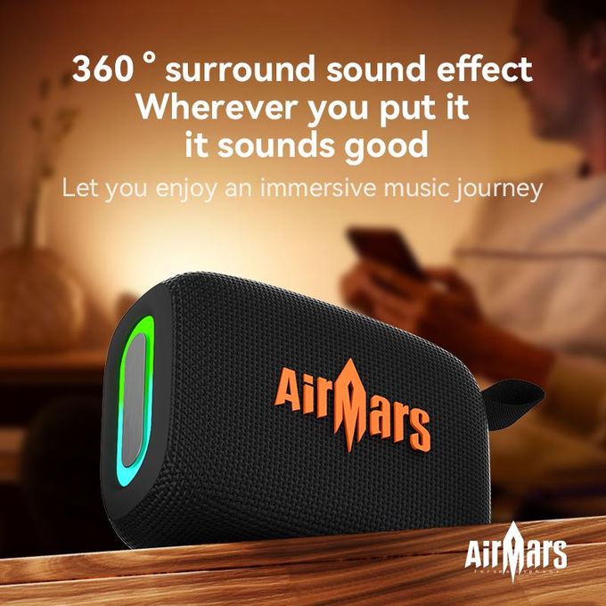 AirMars ABS01 Portable Bluetooth Speaker with Colorful Lights, Loud Sound, Small Bluetooth Speaker with Wireless Stereo Pairing, Mini Gifts for Kids, Teen, Girls, Boys, Women for Christmas
