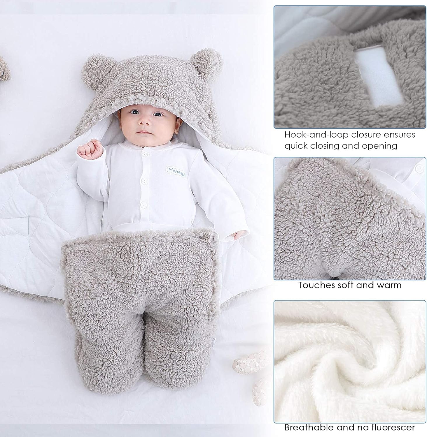 Luxury Soft Plush Baby Swaddle Wrap Blanket for 0–12 Months – Warm Hooded Newborn Sleeping Bag Cocoon for Infants, Baby Receiving Blanket for Boys & Girls