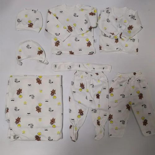 11 Pieces Unisex Cotton Newborn Baby Receiving Set With;2 sweaters(1 buttoned,1 round neck),2 pairs of pants(1 closed leg,one open leg),1 Romper,1 receiving blanket,Bib,Hat,Mitten,Belt,Socks(Assorted)